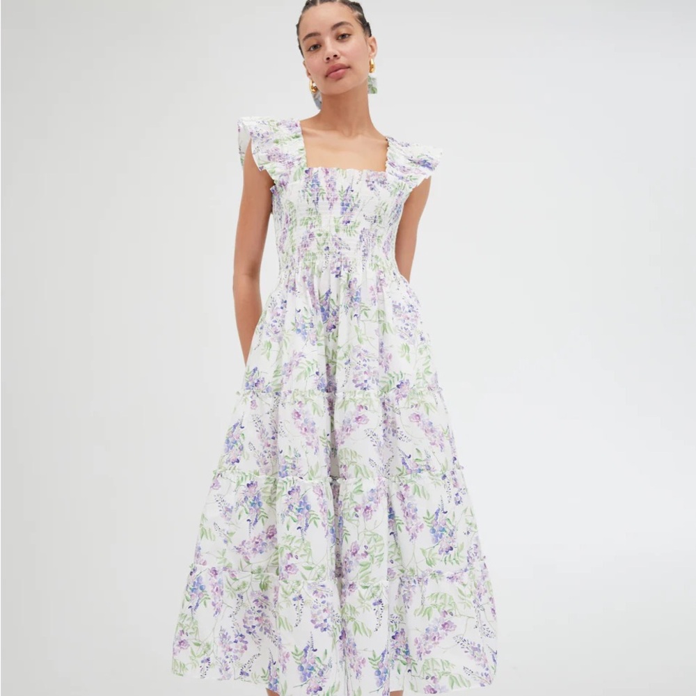 Floral White and Purple Dress